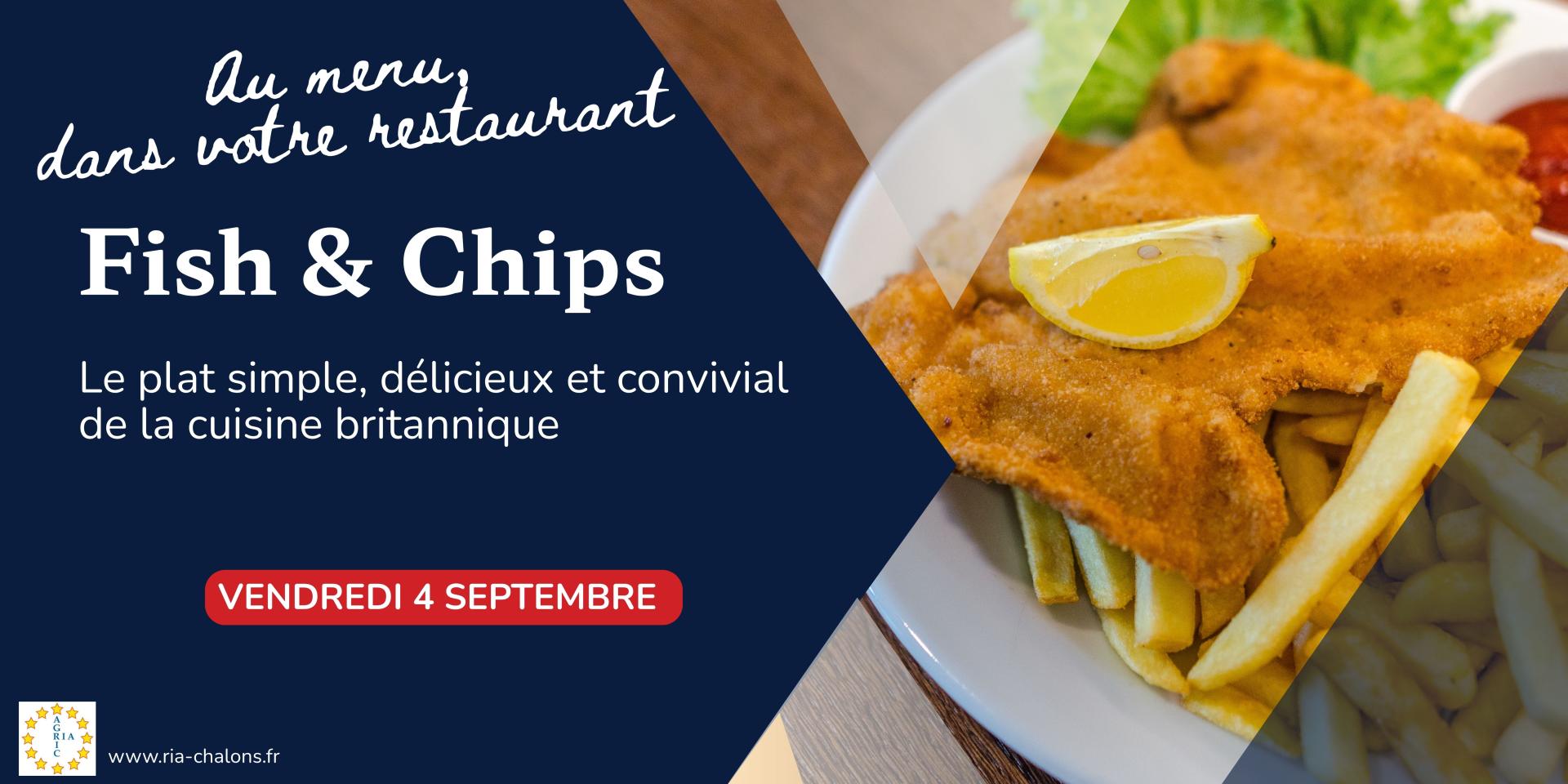 Blue and white minimalist classic fish chips banner